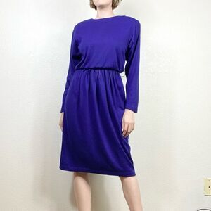 Vintage Axiom Purple Long Sleeve Fitted Waist Dress